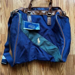 Polo by Ralph Lauren Blue and Brown Duffel Bag